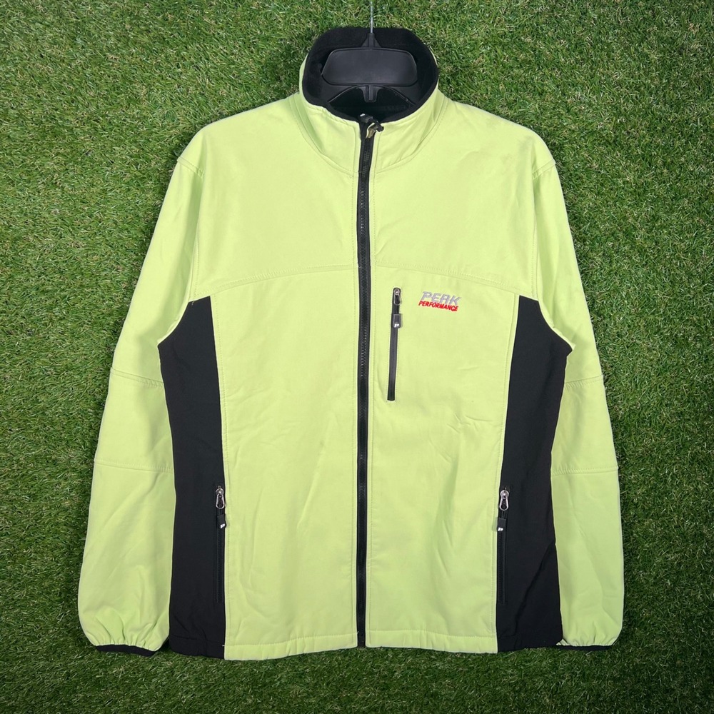 Peak Performance Softshell Jacket Mens XL Lime Green Black Full Zip R&D